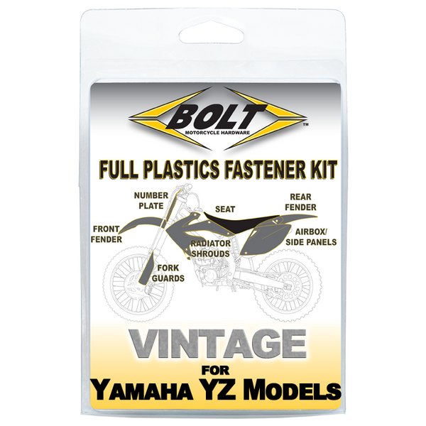 Yamaha YZ250 Full Plastics Fastener Kit (1987-1990) – Nuts, Bolts & Washers By Bolt Motorcycle Hardware
