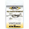 This Bolt kit includes replacements for the following KTM part numbers: 59001092050, 0025060166, 79608052000, 50308052000, 0025060406, 0017060206, 0017060205, 0017060204, 0024060206, 0023060123, 0024060136 Our fasteners are the same spec bolts as the factory.