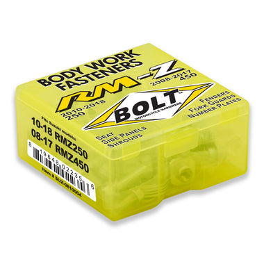 This Bolt kit includes replacements for the following Suzuki part numbers: 09111-06098, 01547-0616A, 01547-0616B, 09103-06232, 09103-06234, 01547-06167, 09160-06136, 47191-28H00, 63191-28H00, 01547-0612A, 01547-0612B, 09103-06233, 01547-06127, 01547-0620A, 01547-0620B, 09103-06223, 09152-06024, 63131-02J00 Our fasteners are the same spec bolts as the factory.